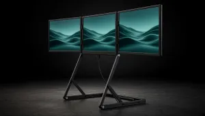 Panelo Flow mit drei 16-Zoll-Displays schräg von der Seite