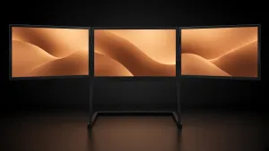 Panelo Studio mit drei 18,5-Zoll-Displays frontal im Studio